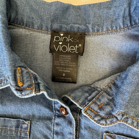 Pink & Violet | 3/4 Sleeved Chambray Tulle Knee Length Dress | Size 6 - Picture 2 of 4